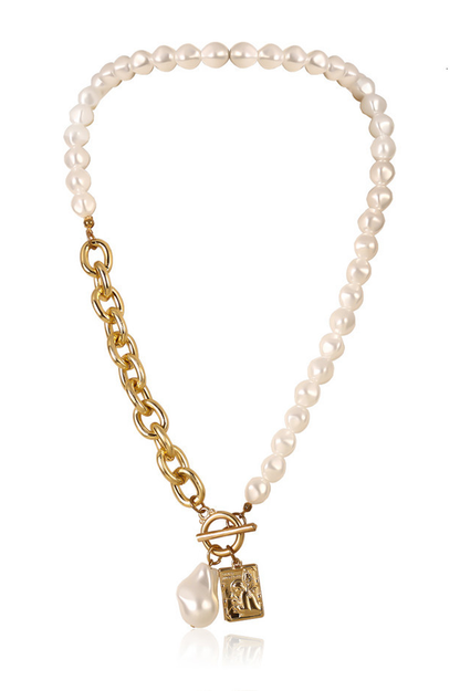 Baroque Pearl Angel Pendant Gothic Choker Necklace