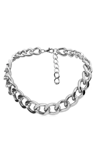 Link Chain Collarbone Necklace Silver
