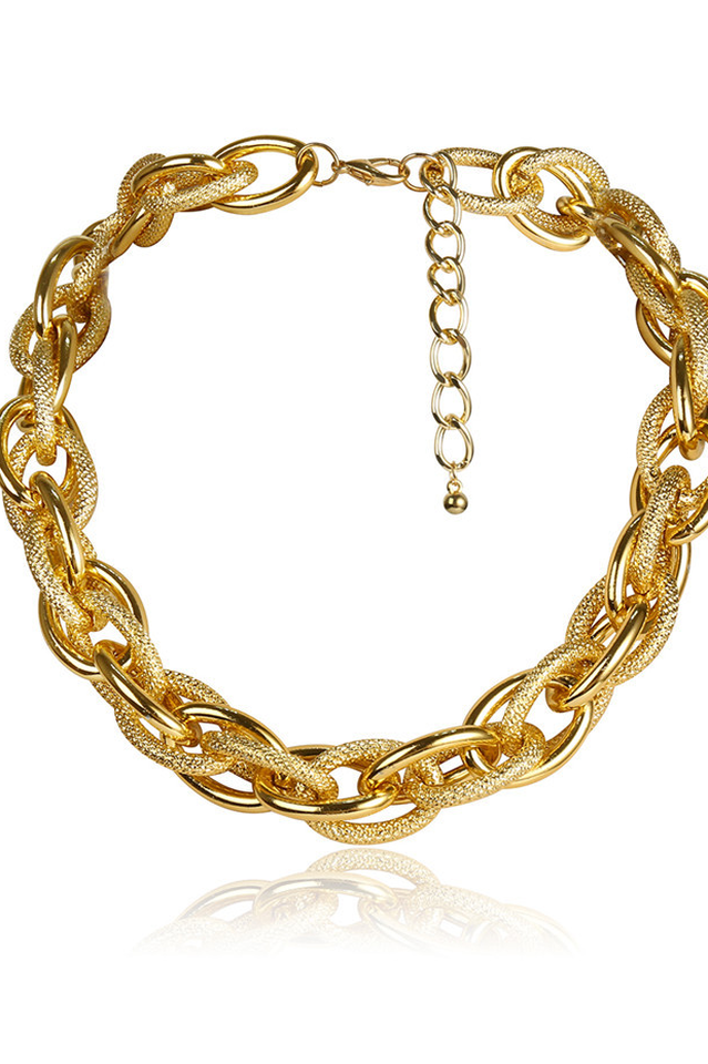 Punk Style Lock Choker Necklace Gold