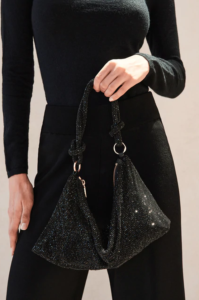 Hera Mini Rhinestone Bag Black