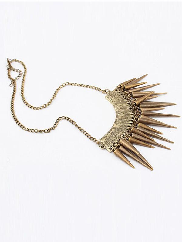 Vintage Chain Rivet Necklace Gold