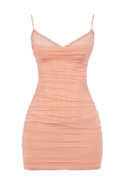 Spaghetti Strap Patchwork Slim Mini Dress