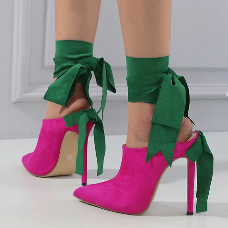 Green Ankle Strap High Heels Shoes For Women Perfect Spring And Autumn