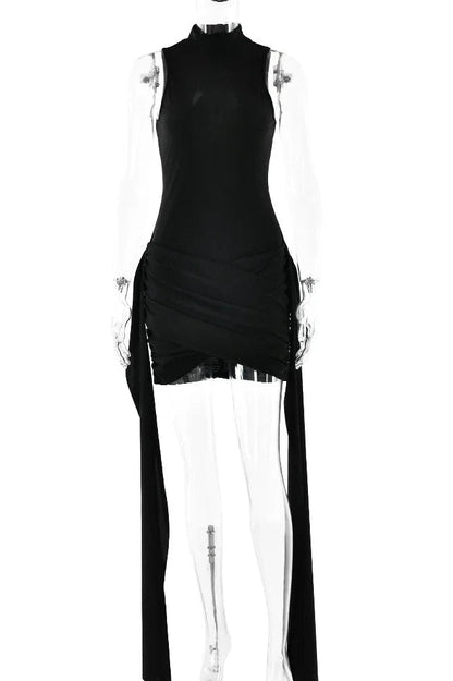 Sleeveless O-Neck Lace-Up Mini Dress