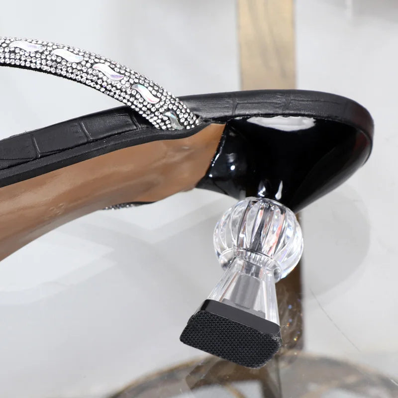 Rhinestone Toe-Clip Stiletto High Heels For Women’s Summer Wear