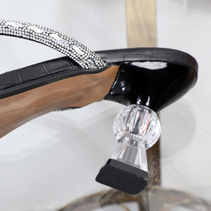Rhinestone Toe-Clip Stiletto High Heels For Women’s Summer Wear