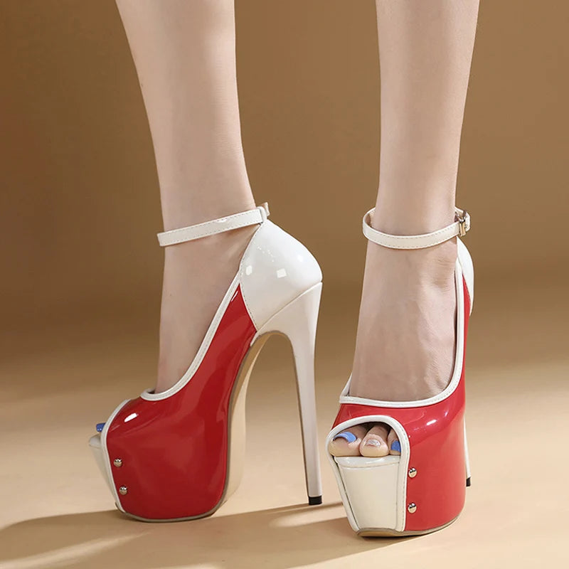Peep Toe Ultra High Heels Platform Pumps For Party Club Strip Pole Dance