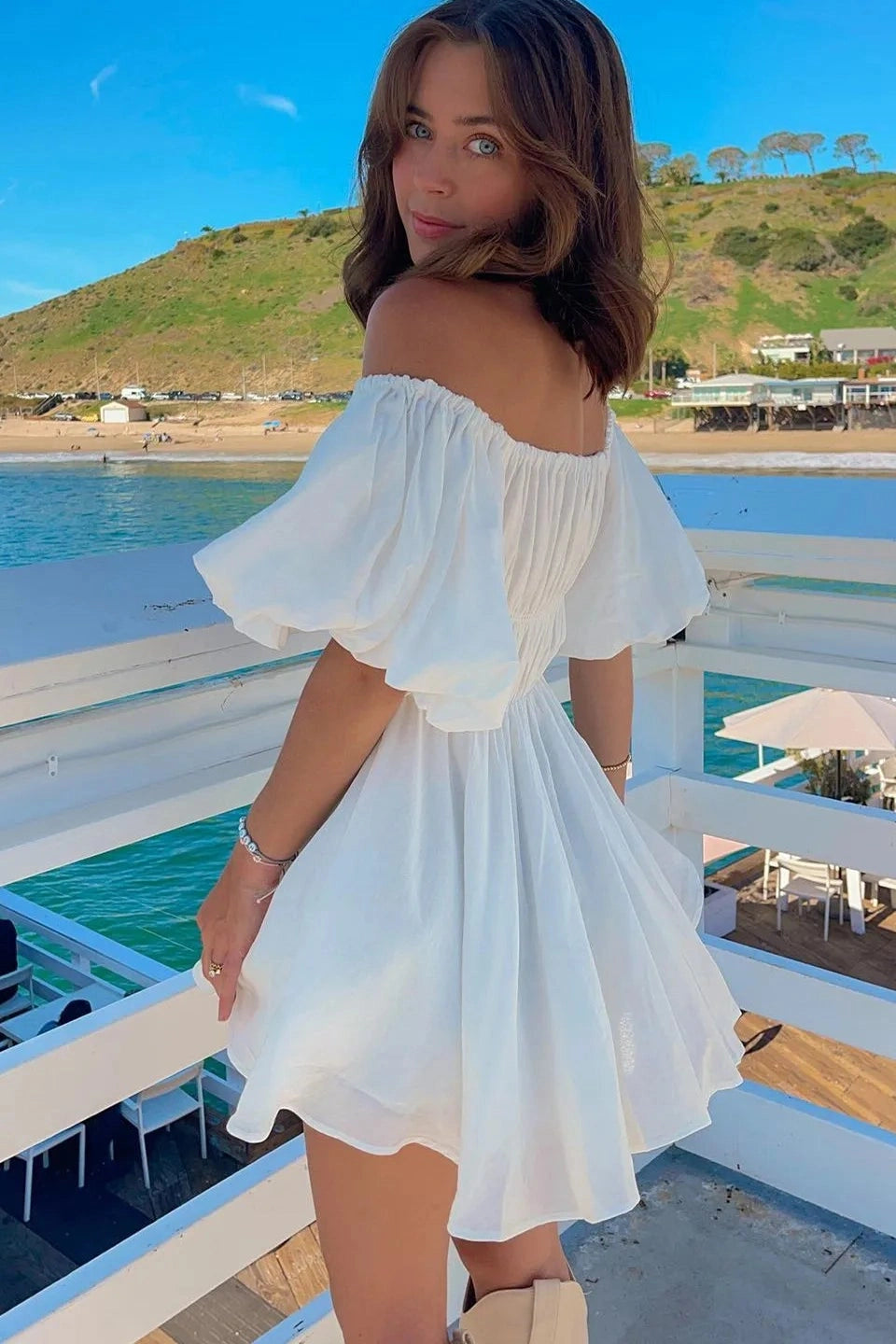 Puff Sleeve Off Shoulder A-Line Mini Dress