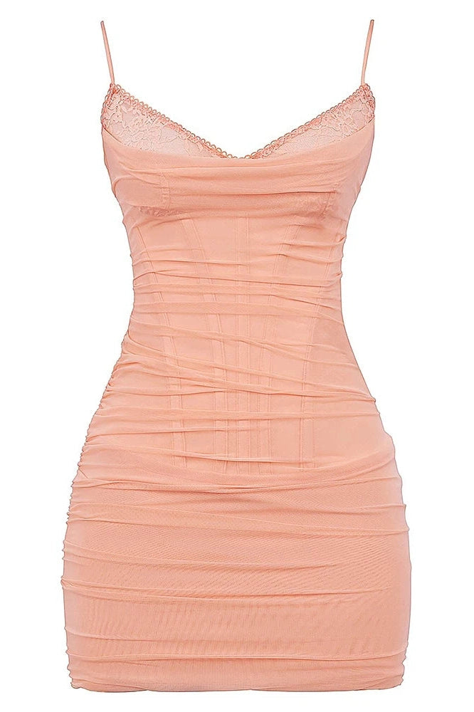 Spaghetti Strap Backless High Waist Mini Dress