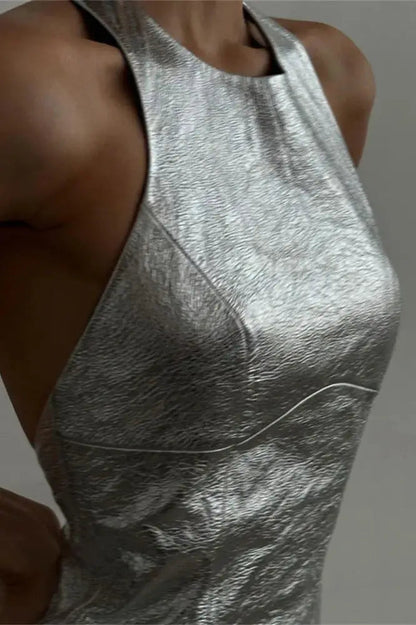 Silver Backless Mini Dress