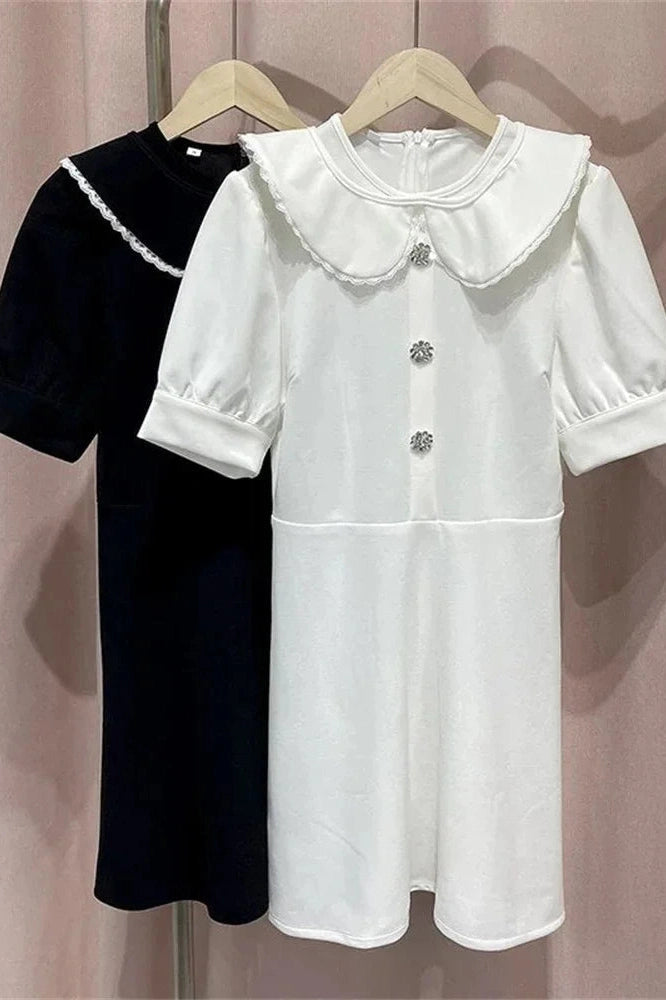 Patchwork Lace-Up Mini Dress
