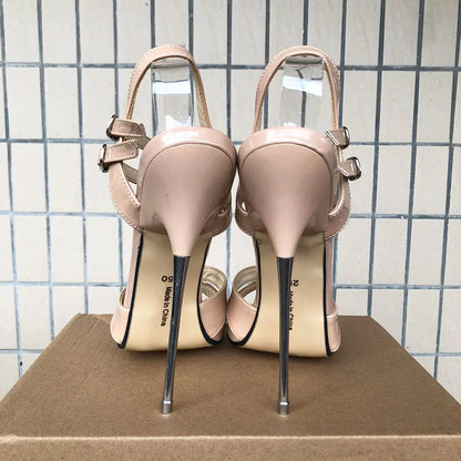 16Cm High Heel Nude Gladiator Sandals Pumps For Women