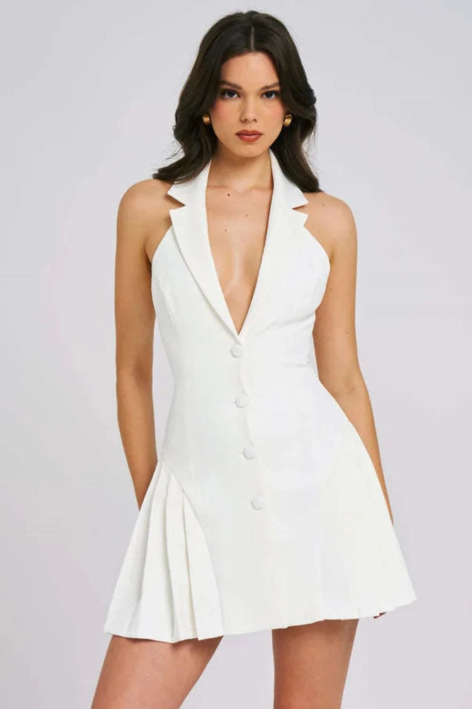 Sleeveless Deep V-Neck Mini Bodycon Dress