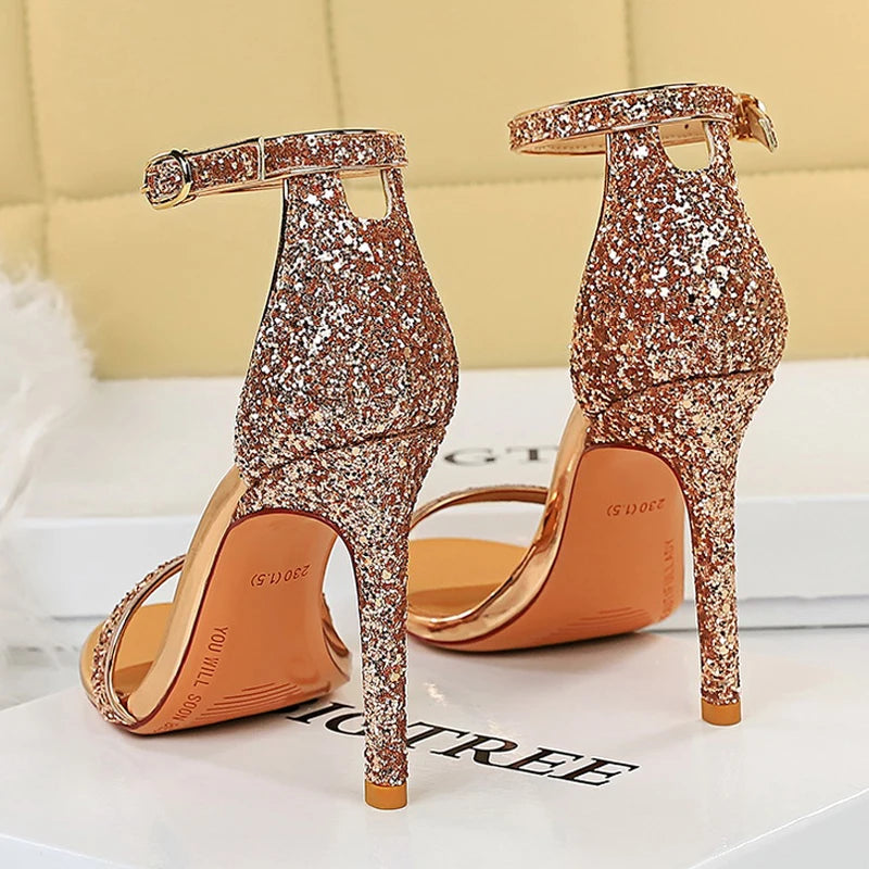 Sparkle Sequins Stiletto Heels Women Pumps - 10 Cm Sexy High
