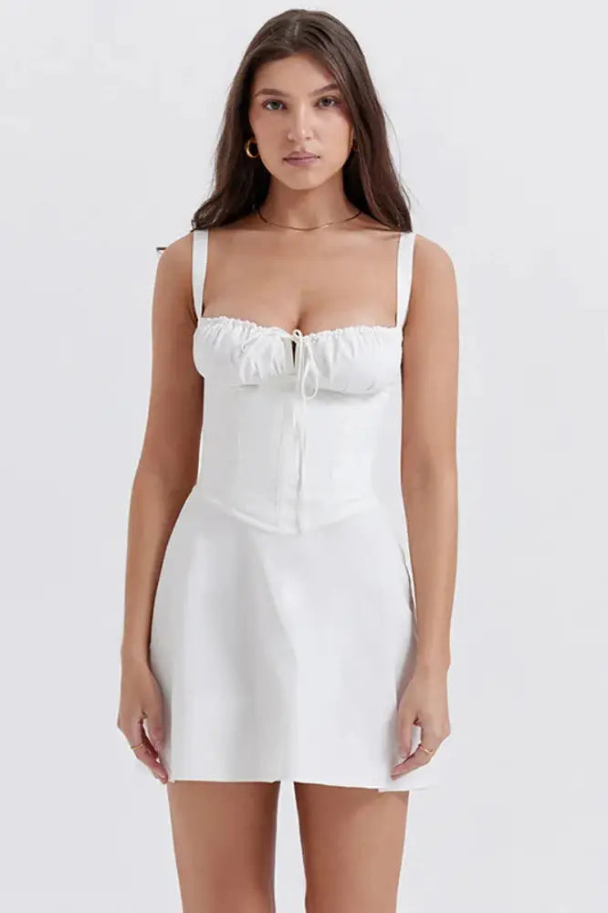 Spaghetti Strap Mini Dress With Lace-Up Detail