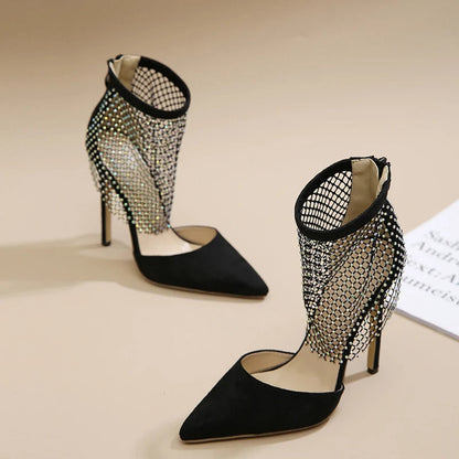 Crystal Mesh High Heels For Spring And Autumn