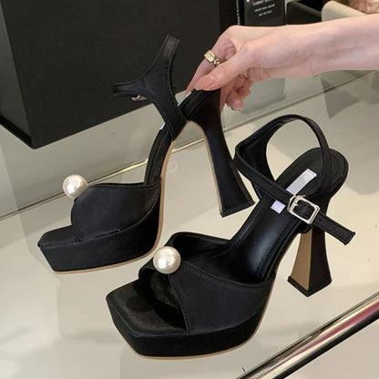 White Pink Chunky Platform Sandals For Women