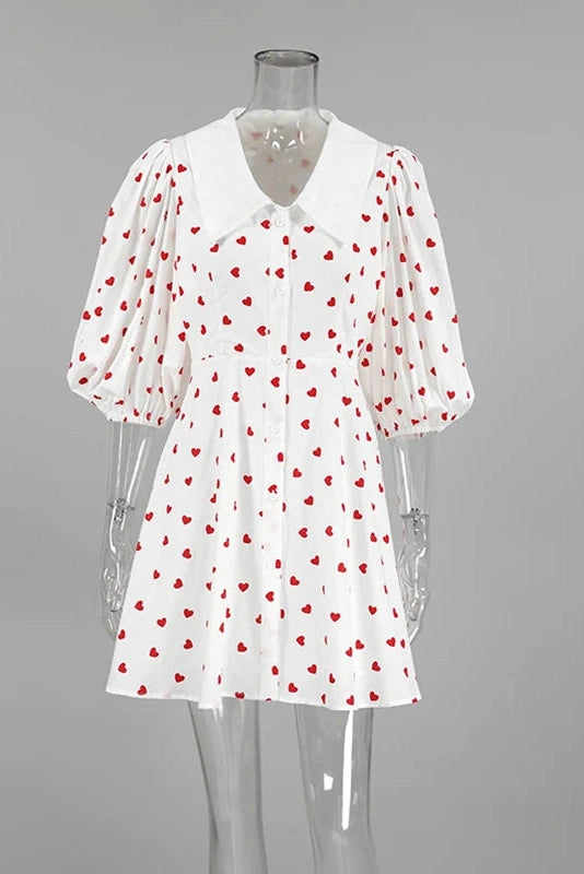 Puff Sleeve Patchwork Mini Dress