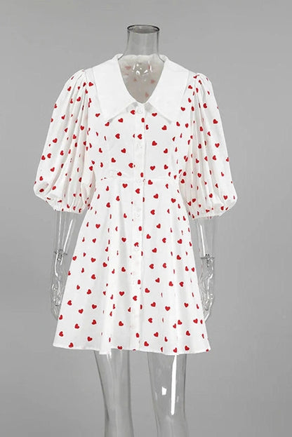 Puff Sleeve Patchwork Mini Dress