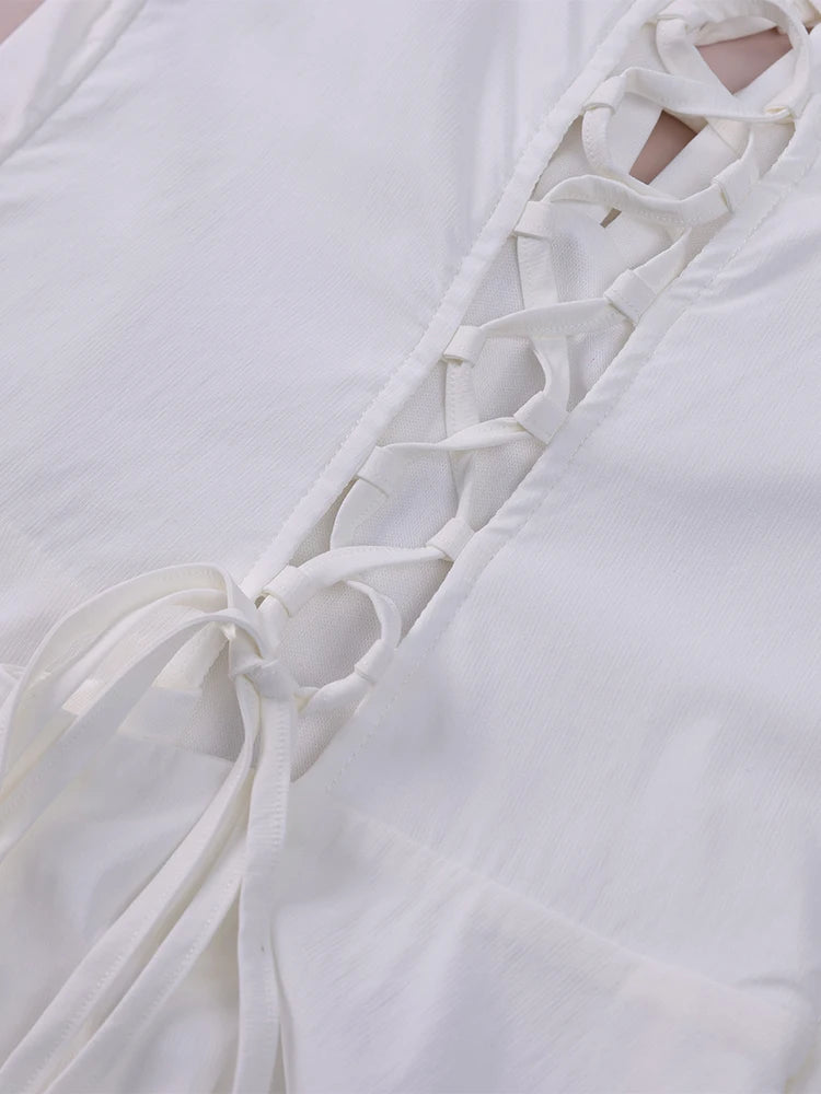 White Paisley Corset Mini Dress