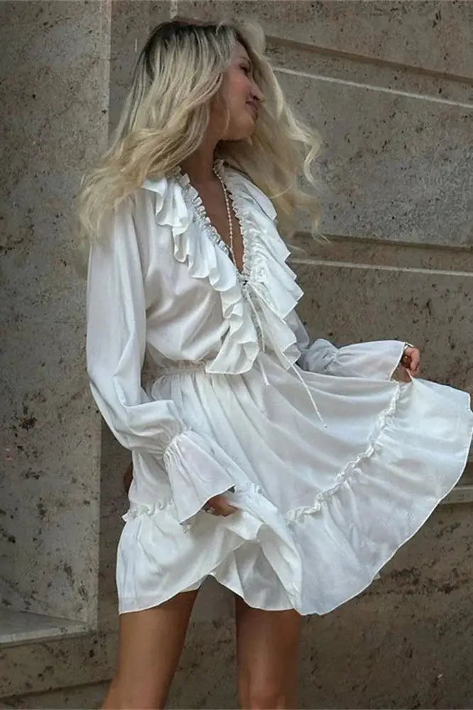 Ruffled Patchwork Mini Dress