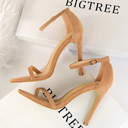 Suede Women Sandals With Stiletto Heels - 11Cm And 8Cm High