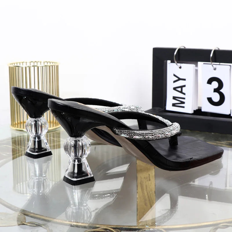 Rhinestone Toe-Clip Stiletto High Heels For Women’s Summer Wear