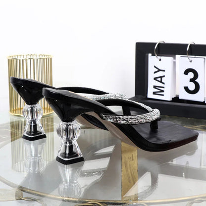 Rhinestone Toe-Clip Stiletto High Heels For Women’s Summer Wear