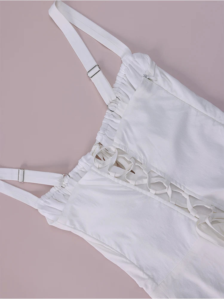 White Paisley Corset Mini Dress