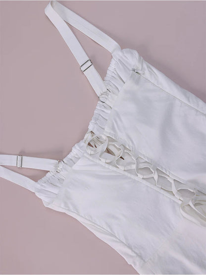 White Paisley Corset Mini Dress