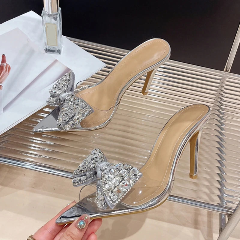 Golden Silver High Heels Slippers For Summer Street Style Women