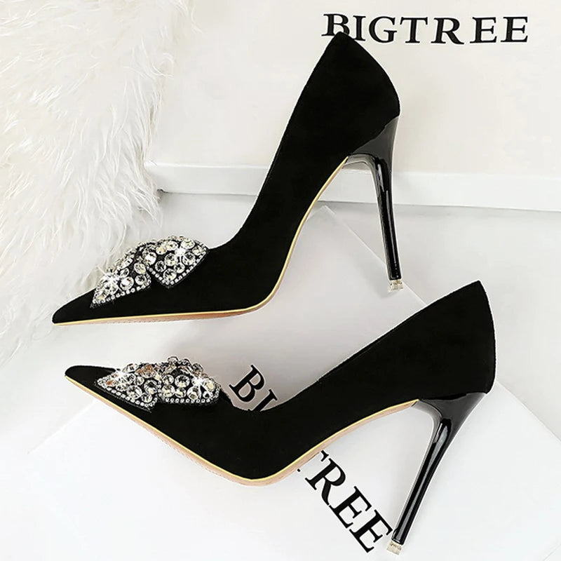 Rhinestone Bowknot High Heel Party Pumps For Women