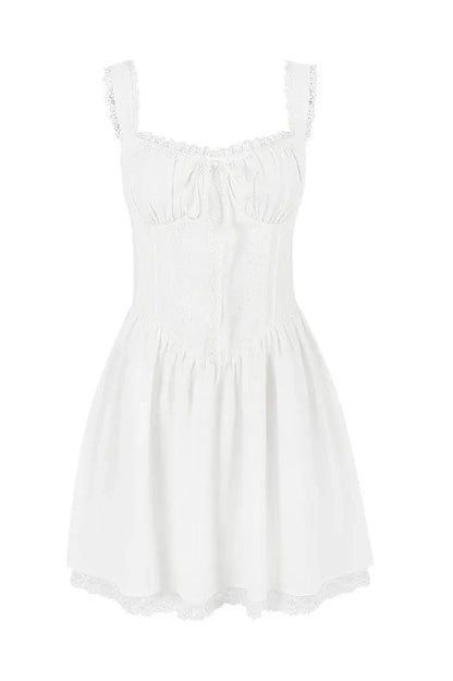 Spaghetti Strap Lace Patchwork Mini Dress