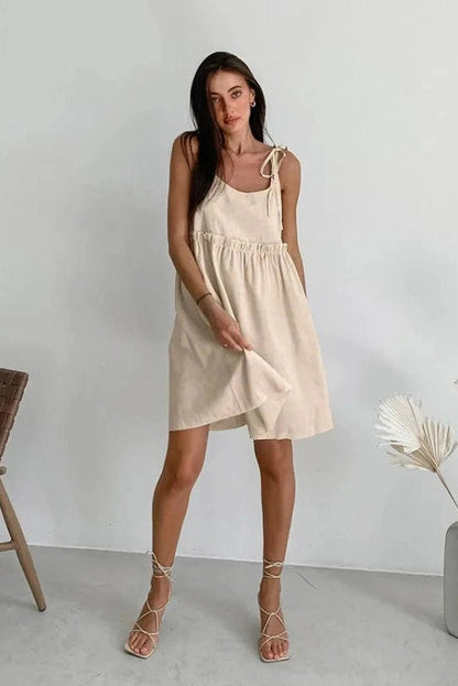 Slim Fit Lace Up Spaghetti Straps Mini Dress