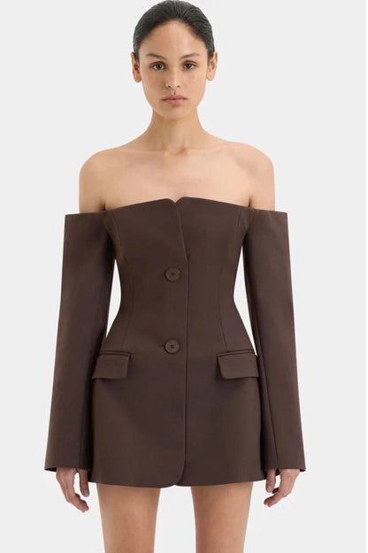 Off-Shoulder Mini Dress With Long Sleeves