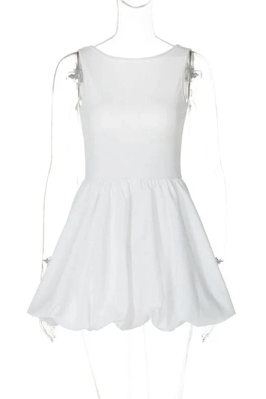 Slim Pleated Sleeveless Patchwork Mini Dress