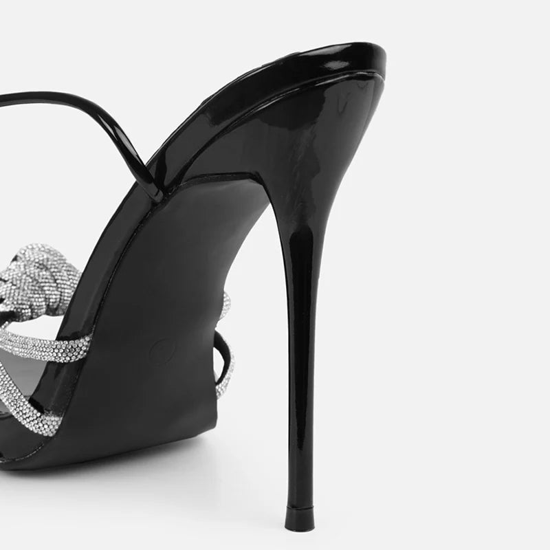 Peep Toe Black High Heels Sandals For Women