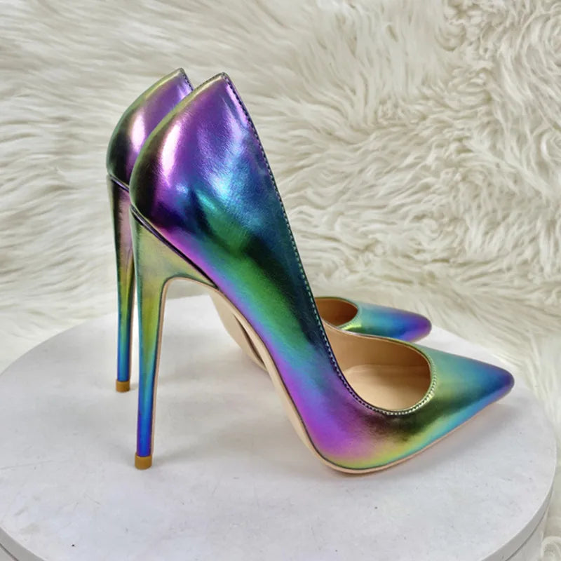 Silver Shiny Pointy Toe High Heel Wedding Party Bridemaids Shoes
