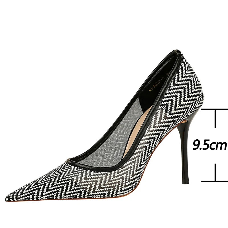 Lace Mesh Hollow Stiletto Heels Women Pumps Fashion High