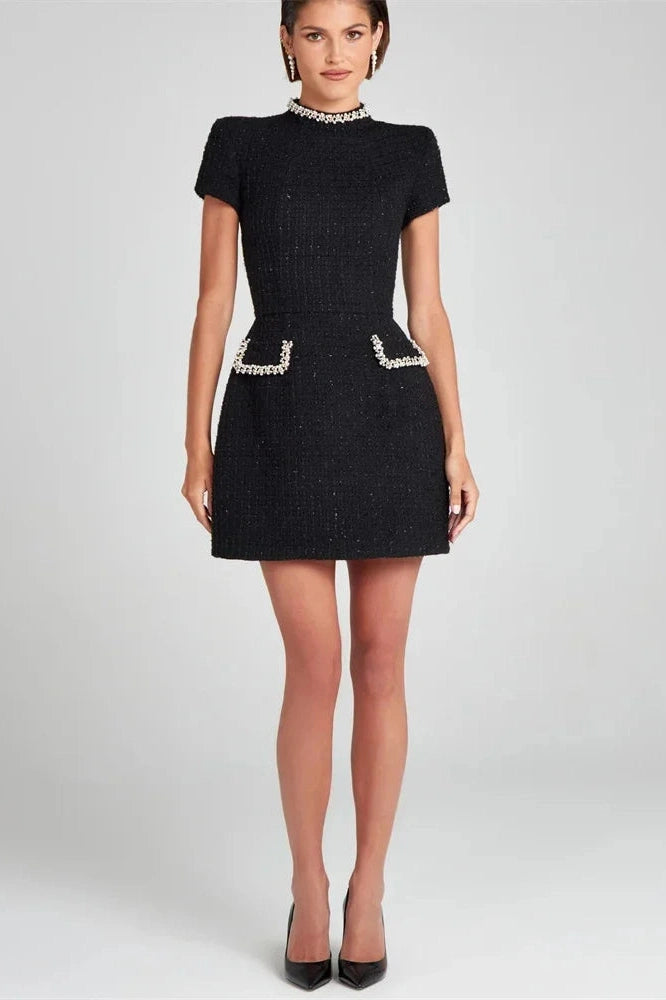 Elegant Patchwork Slim Fit Mini Dress