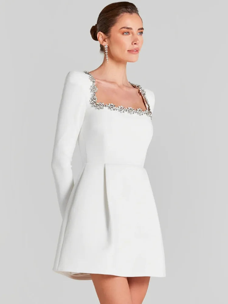 Illyria Long Sleeve Rhinestone A Line Dress