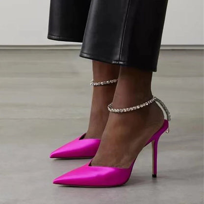 Rhinestones Chain Women Pumps - Elegant High Heels