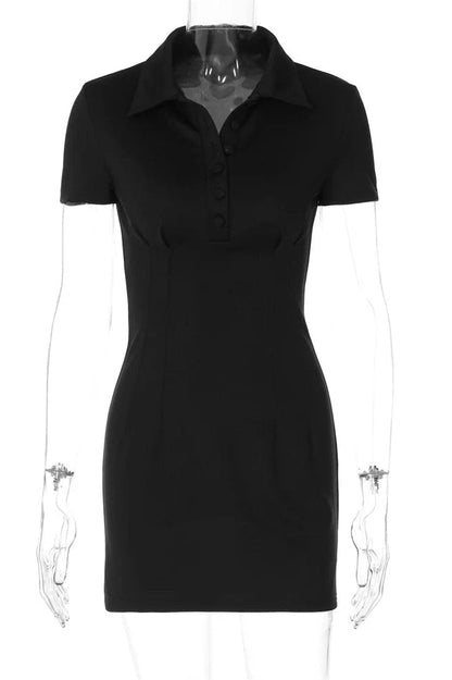 Short Sleeve High Waist Patchwork Mini Dress