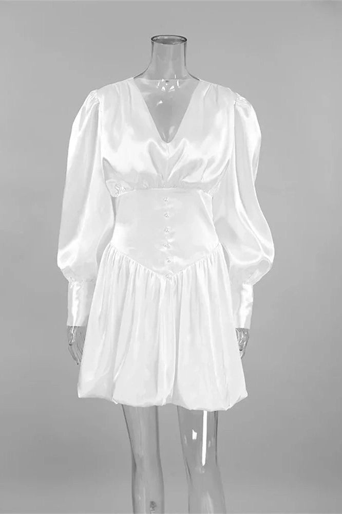 Patchwork Slim V-Neck Mini Dress