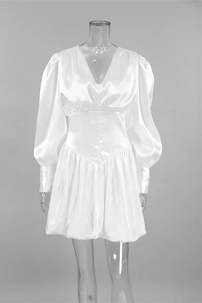 Patchwork Slim V-Neck Mini Dress