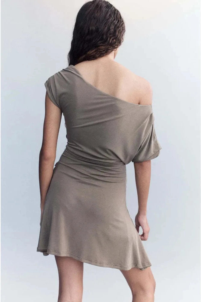 Sleeveless One Shoulder Irregular Slim Mini Dress