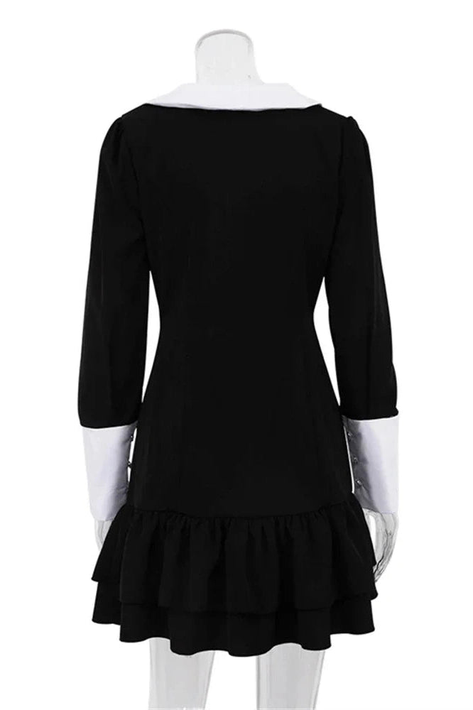 Elegant Patchwork Long Sleeve Mini Dress