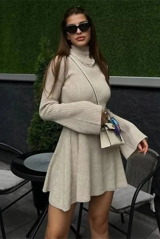 long sleeve a-line mini dress in brick long sleeve a-line mini dress in brick