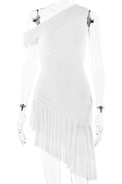 One Shoulder Backless High Waist Mini Dress