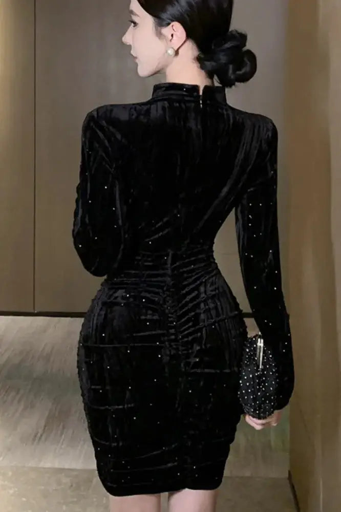 Velvet Sequins Mini Dress